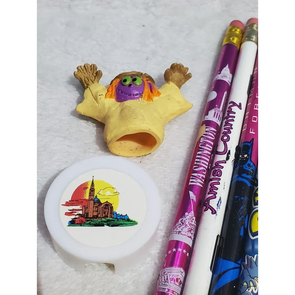 Stationery Pencil Lot Of 4 Pencil Topper Sharpener Pokemon Batman Forever